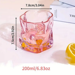 Creative Twisted Glass Cups – 6pc Drinkware Set (Colorful, Clear, Yellow, Gray)