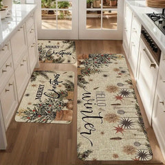 2pcs/3pcs Christmas Fleece Mat Set – Decorative Potted Plant & Bell Pattern for Home