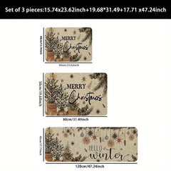 2pcs/3pcs Christmas Fleece Mat Set – Decorative Potted Plant & Bell Pattern for Home
