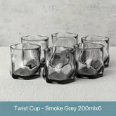Creative Twisted Glass Cups – 6pc Drinkware Set (Colorful, Clear, Yellow, Gray)