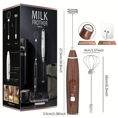 3-Speed Handheld Milk Frother – USB Rechargeable with 2 Stainless Steel Whisks for Coffee & Drinks
