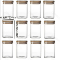 12pc Square Glass Storage Jar Set – Airtight Flip-Top Canisters for Kitchen & Pantry