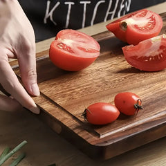 Acacia Wood Cutting Board – Solid, Grooved, Multi-Purpose Kitchen & Serving Board (3 Sizes)