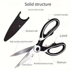 Stainless Steel Kitchen Shears – Sharp & Durable Scissors for Poultry, Fish & Meal Prep