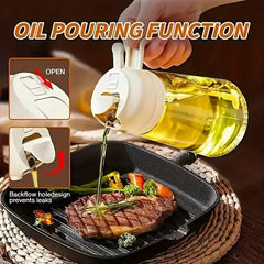 2-in-1 Oil Dispenser & Sprayer – 16oz Food-Grade Bottle for Cooking, Salad & Grilling