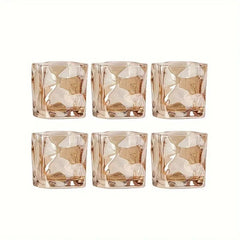 Creative Twisted Glass Cups – 6pc Drinkware Set (Colorful, Clear, Yellow, Gray)