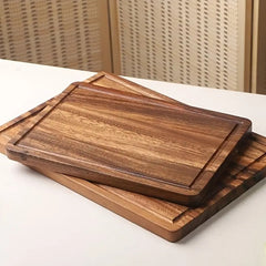 Acacia Wood Cutting Board – Solid, Grooved, Multi-Purpose Kitchen & Serving Board (3 Sizes)