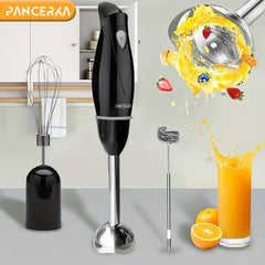 100W Immersion Hand Blender Set – Heavy-Duty Stainless Steel Handheld Blender with Whisk & Milk Frother Attachments